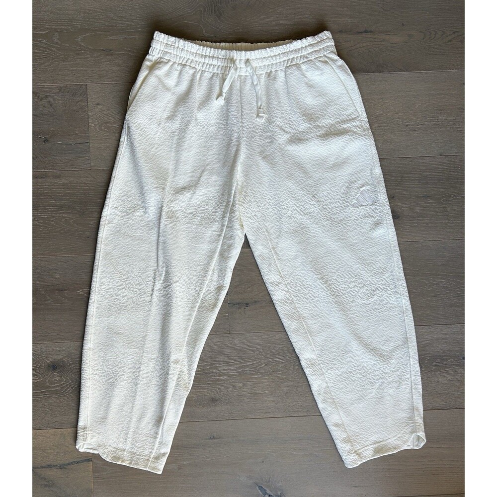 Adidas Women’s All SZN Barrel Leg Pants Off White Seersucker Loose Fit Size M